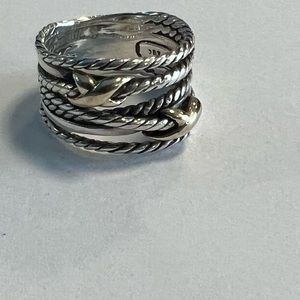 David Yurman Silver and Gold Rope Ring